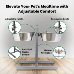 Iconic Pet Adjustable Stainless Steel Elevated Dog Bowl, H Design -Blue Buffalos Shop 701886 PT4. AC SS1800 V1668110955
