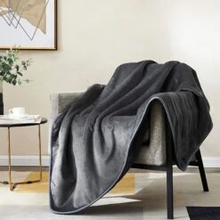 Allisandro Extra Soft Micro Fleece With Sherpa Triple Layer Tech Waterproof Cat & Dog Blanket, Dark Grey -Blue Buffalos Shop 703486 PT6. AC SS1800 V1668185827