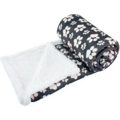 HappyCare Textiles Ultra Soft Cozy Flannel Paw Print Sherpa Cat & Dog Blanket, 50x60-in
