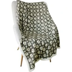 HappyCare Textiles Ultra Soft Cozy Flannel Paw Print Sherpa Cat & Dog Blanket, 50x60-in -Blue Buffalos Shop 715070 PT2. AC SS1800 V1669413262