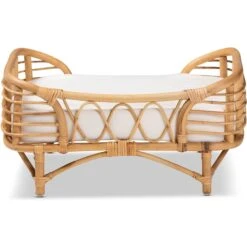 Bali & Pari Marcy Rattan With Cushion Dog & Cat Bed, Natural Brown & White -Blue Buffalos Shop 725246 PT3. AC SS1800 V1669911259