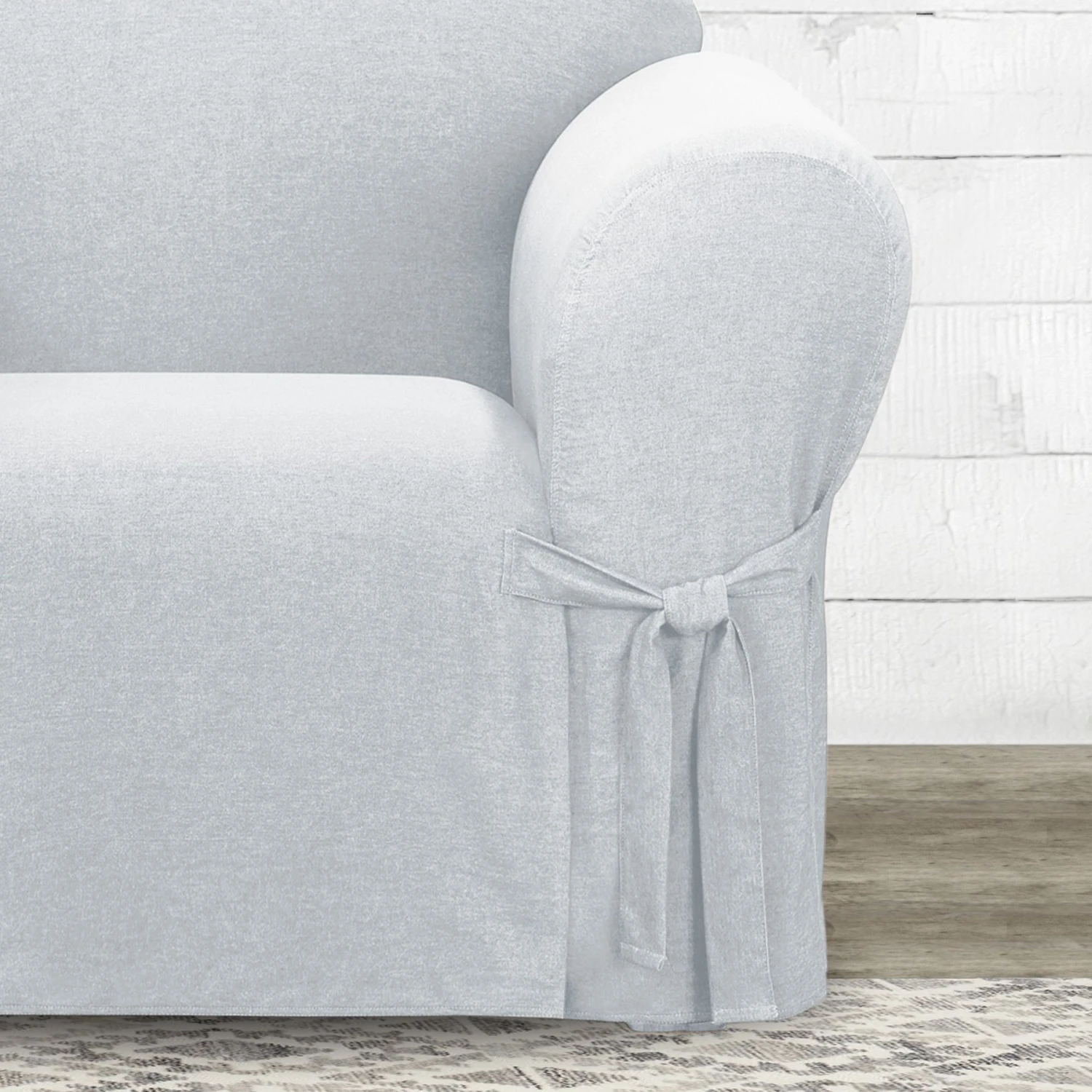 Sure Fit Farmhouse Armchair Basketweave One Piece Slipcover With Ties Dog & Cat Cover 5 Sure Fit Farmhouse Armchair Basketweave One Piece Slipcover With Ties Dog & Cat Cover - Image 3