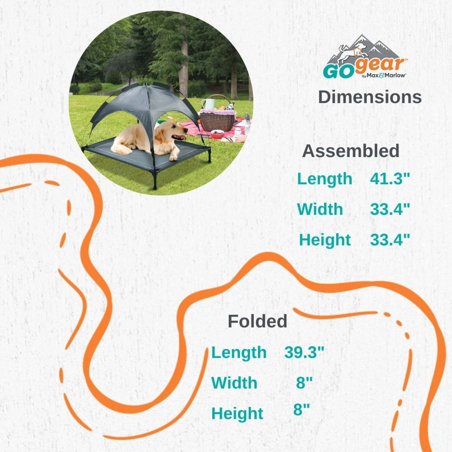 Max & Marlow Go Gear Outdoor Elevated Cat & Dog Bed Mat, Gray, Medium 5 Max & Marlow Go Gear Outdoor Elevated Cat & Dog Bed Mat, Gray, Medium - Image 3