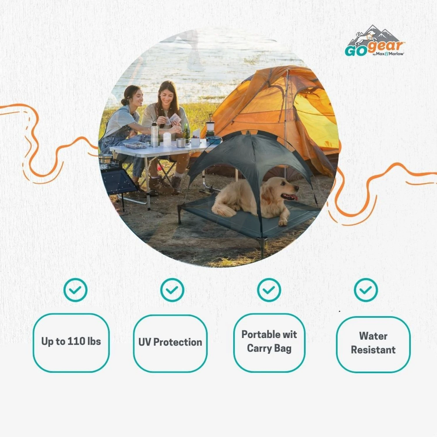 Max & Marlow Go Gear Outdoor Elevated Cat & Dog Bed Mat, Gray, Medium 6 Max & Marlow Go Gear Outdoor Elevated Cat & Dog Bed Mat, Gray, Medium - Image 4