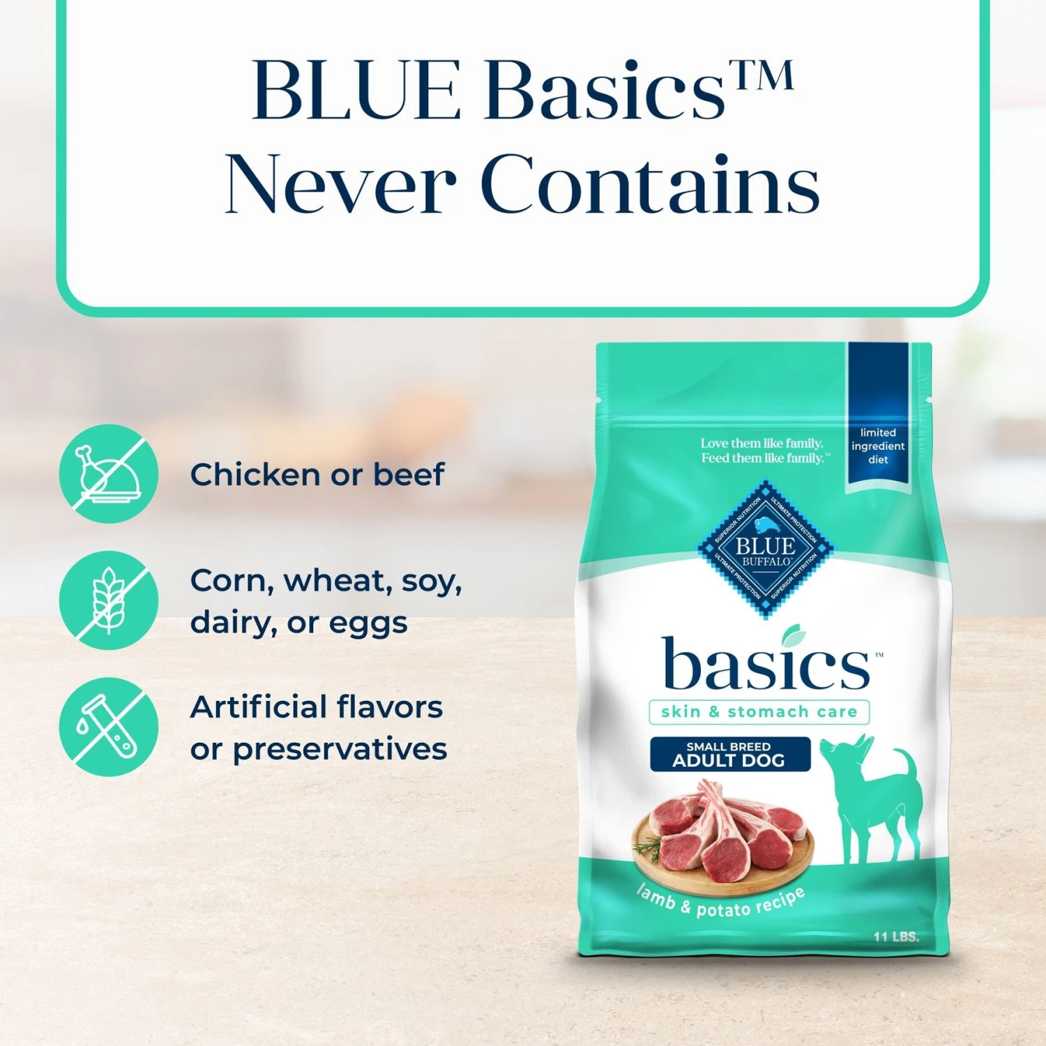 Blue Buffalo Basics Skin & Stomach Care Grain-Free Formula Lamb & Potato Recipe Small Breed Adult Dry Dog Food 8 Blue Buffalo Basics Skin & Stomach Care Grain-Free Formula Lamb & Potato Recipe Small Breed Adult Dry Dog Food - Image 6