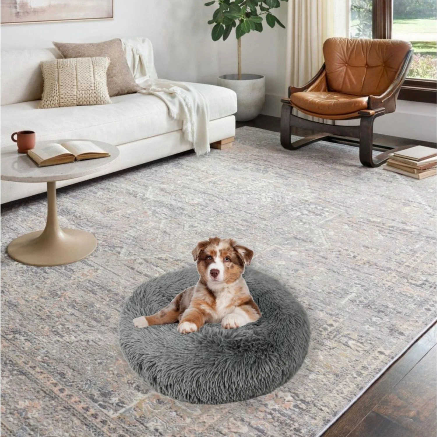 Archstone Pets Bolster Round Donut Cat & Dog Bed, Gray 3 Archstone Pets Bolster Round Donut Cat & Dog Bed, Gray