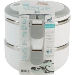 Pounce + Fetch Round 2-Tier Stainless Steel Insulated Cat & Dog Bowls -Blue Buffalos Shop 763998 PT3. AC SS1800 V1676751049