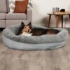 FurHaven Plush & Diamond Print Calming Donut Dog Bed -Blue Buffalos Shop 768694 MAIN. AC SS1800 V1691438909