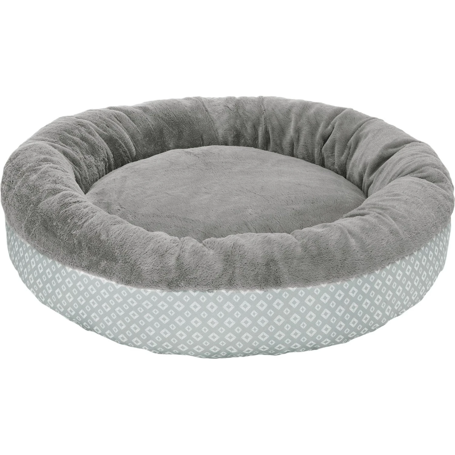 FurHaven Plush & Diamond Print Calming Donut Dog Bed 6 FurHaven Plush & Diamond Print Calming Donut Dog Bed - Image 4