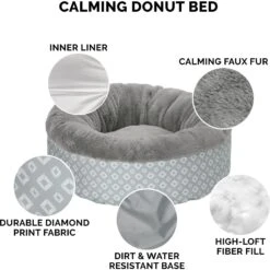 FurHaven Plush & Diamond Print Calming Donut Dog Bed 13 FurHaven Plush & Diamond Print Calming Donut Dog Bed -Blue Buffalos Shop 768694 PT4. AC SS1800 V1691440661