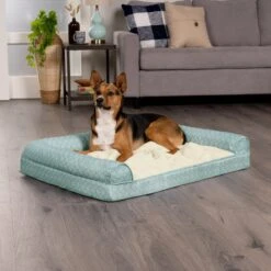FurHaven Plush Fur & Diamond Print Nest-Top Cooling Gel Sofa Cat & Dog Bed -Blue Buffalos Shop 768886 PT2. AC SS1800 V1688736719