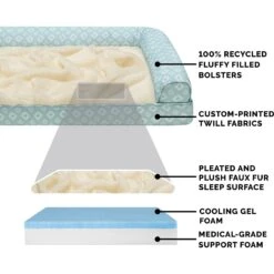 FurHaven Plush Fur & Diamond Print Nest-Top Cooling Gel Sofa Cat & Dog Bed -Blue Buffalos Shop 768886 PT3. AC SS1800 V1688668689