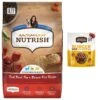 Rachael Ray Nutrish Real Beef, Pea, & Brown Rice Recipe Dry Dog Food & Rachael Ray Nutrish Burger Bites, Beef Burger With Bison Grain-Free Dog Treats
