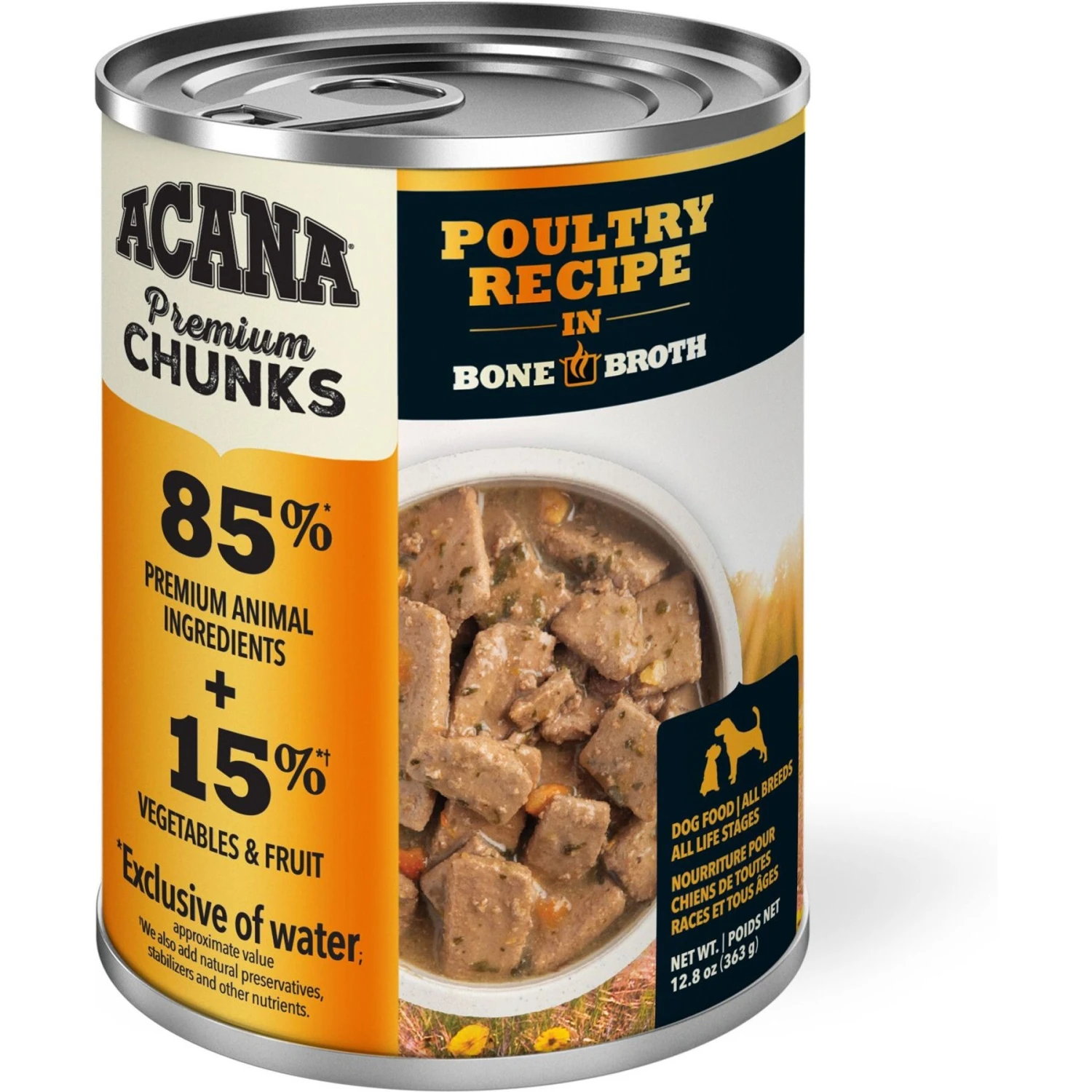 ACANA Premium Chunks Poultry Recipe In Bone Broth Grain-Free Wet Dog Food, 12.8-oz Can, Case Of 12 & ACANA Free-Run Poultry Recipe + Wholesome Grains Dry Dog Food 4 ACANA Premium Chunks Poultry Recipe In Bone Broth Grain-Free Wet Dog Food, 12.8-oz Can, Case Of 12 & ACANA Free-Run Poultry Recipe + Wholesome Grains Dry Dog Food - Image 2