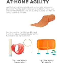 Outward Hound Zip & Zoom Closed Tunnel Chute Attachment With Metal Stakes Dog Agility Kit, Orange -Blue Buffalos Shop 786494 PT2. AC SS1800 V1682628790