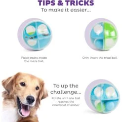 Outward Hound A-Maze Ball Puzzle & Treat Maze Interactive Dog Toy, Green -Blue Buffalos Shop 786510 PT3. AC SS1800 V1694440054