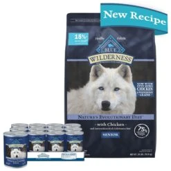 Blue Buffalo Wilderness Senior High Protein Natural Chicken & Wholesome Grains Dry Dog Food & Blue Buffalo Wilderness Turkey & Chicken Grill Grain-Free Senior Canned Dog Food