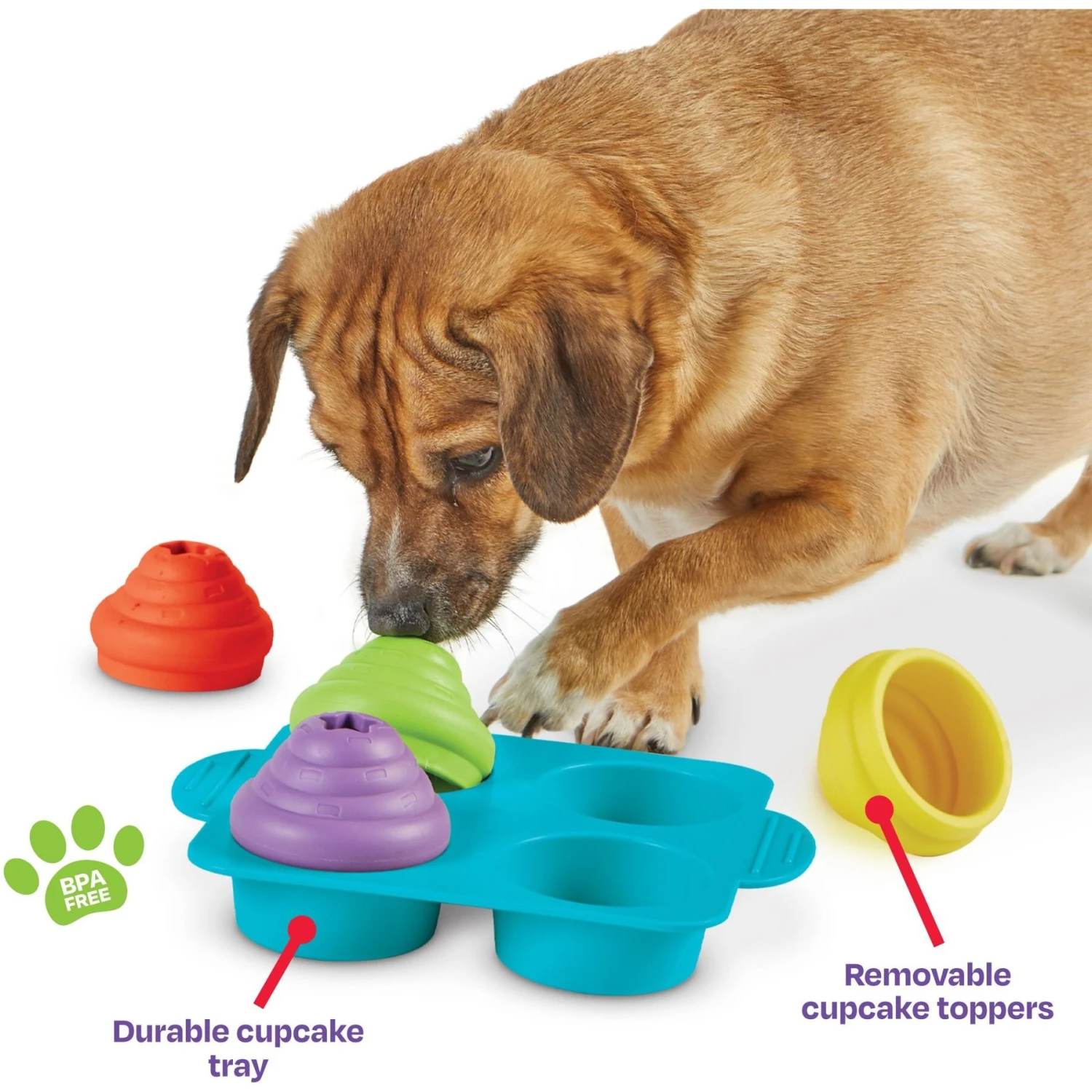 Brightkins Cupcake Party! Puzzle Treat Dog Toy 6 Brightkins Cupcake Party! Puzzle Treat Dog Toy - Image 4