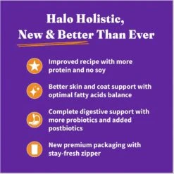 Halo Holistic Complete Digestive Health Grain-Free Chicken & Sweet Potato Recipe Senior Dry Dog Food -Blue Buffalos Shop 812982 PT2. AC SS1800 V1682347501