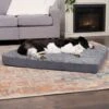 FurHaven Two-Tone Fur & Suede Deluxe Full Support Bolster Cat & Dog Bed With Removable Cover -Blue Buffalos Shop 816734 MAIN. AC SS1800 V1704234926