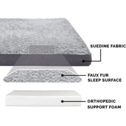 FurHaven Two-Tone Fur & Suede Deluxe Full Support Bolster Cat & Dog Bed With Removable Cover -Blue Buffalos Shop 816734 PT4. AC SS1800 V1704234948