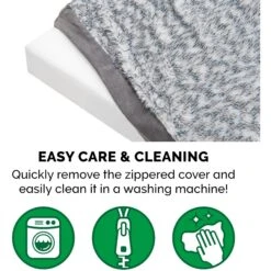 FurHaven Two-Tone Fur & Suede Deluxe Full Support Bolster Cat & Dog Bed With Removable Cover -Blue Buffalos Shop 816734 PT8. AC SS1800 V1704234978