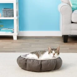 Aspen Pet Round Puffy Bolster Cat & Dog Bed, Color Varies -Blue Buffalos Shop 83873 PT3. AC SS1800 V1566315164