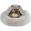 Friends Forever Luna Donut Faux Fur Cozy Cave Covered Dog Bed With Hooded Blanket -Blue Buffalos Shop 851382 MAIN. AC SS1800 V1683835867