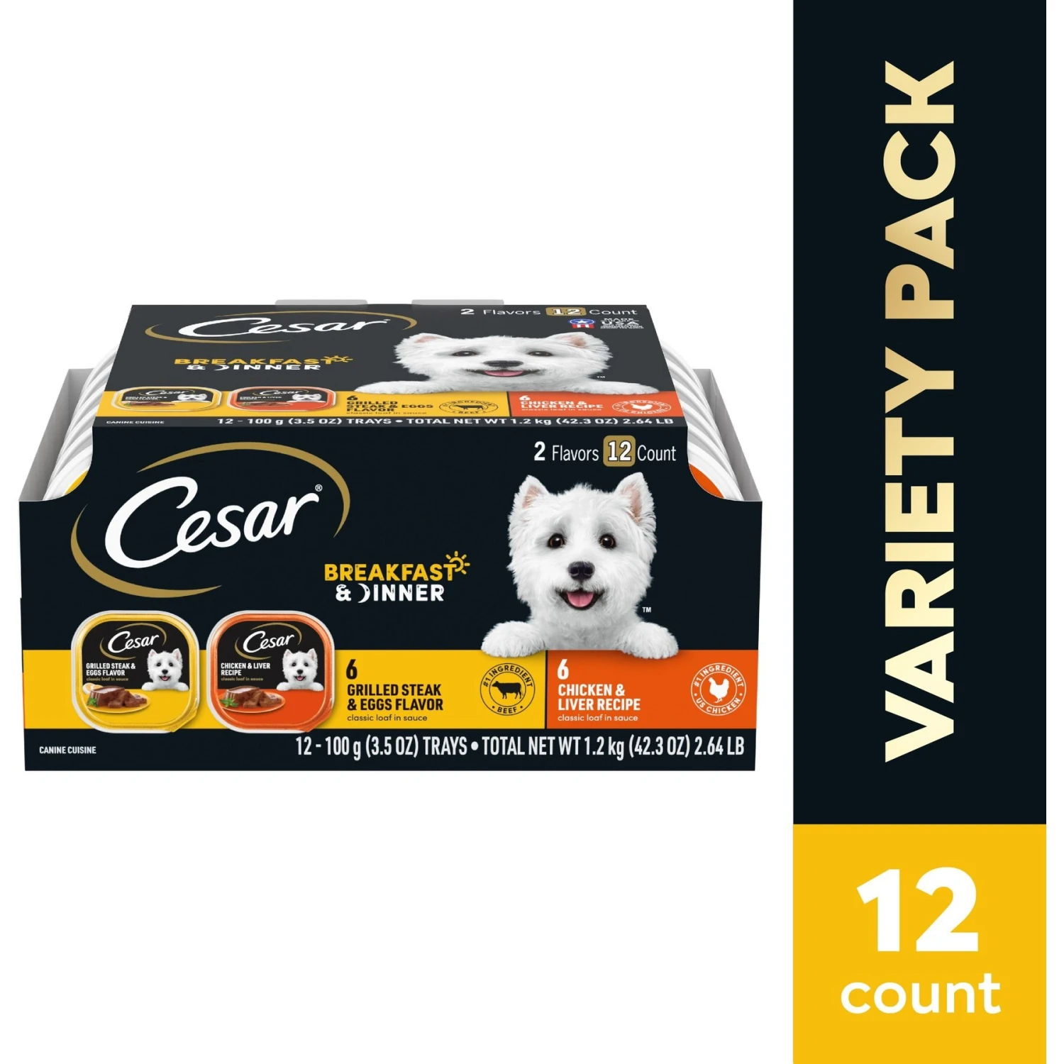 Cesar Classic Loaf In Sauce Breakfast & Dinner Mealtime Variety Pack Grain-Free Small Breed Adult Wet Dog Food Trays 5 Cesar Classic Loaf In Sauce Breakfast & Dinner Mealtime Variety Pack Grain-Free Small Breed Adult Wet Dog Food Trays - Image 3
