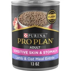 Purina Pro Plan Adult Sensitive Skin & Stomach Lamb & Oat Meal Entree​ Wet Dog Food, 13-oz Can, Case Of 12