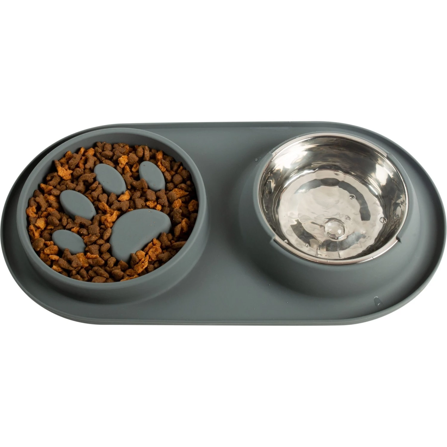 Pounce + Fetch Silicone Double Bowl Slow Feeder, 10-oz, Grey 4 Pounce + Fetch Silicone Double Bowl Slow Feeder, 10-oz, Grey - Image 2