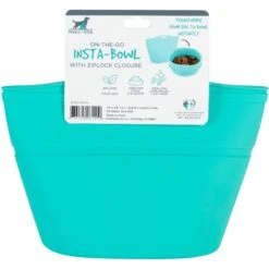 Pounce + Fetch Heavy Duty Silicone Travel Bag Bowl, Aqua, 4-cup -Blue Buffalos Shop 883310 PT2. AC SS1800 V1689256530