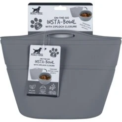 Pounce + Fetch Heavy Duty Silicone Travel Bag Bowl, Gray, 4-cup