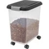 IRIS USA WeatherPro Airtight Dog, Cat, Bird & Small-Pet Food Storage Bin Container With Attachable Casters