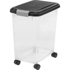 IRIS USA WeatherPro Airtight Dog, Cat, Bird & Small-Pet Food Storage Bin Container With Attachable Casters -Blue Buffalos Shop 901870 PT7. AC SS1800 V1688391807