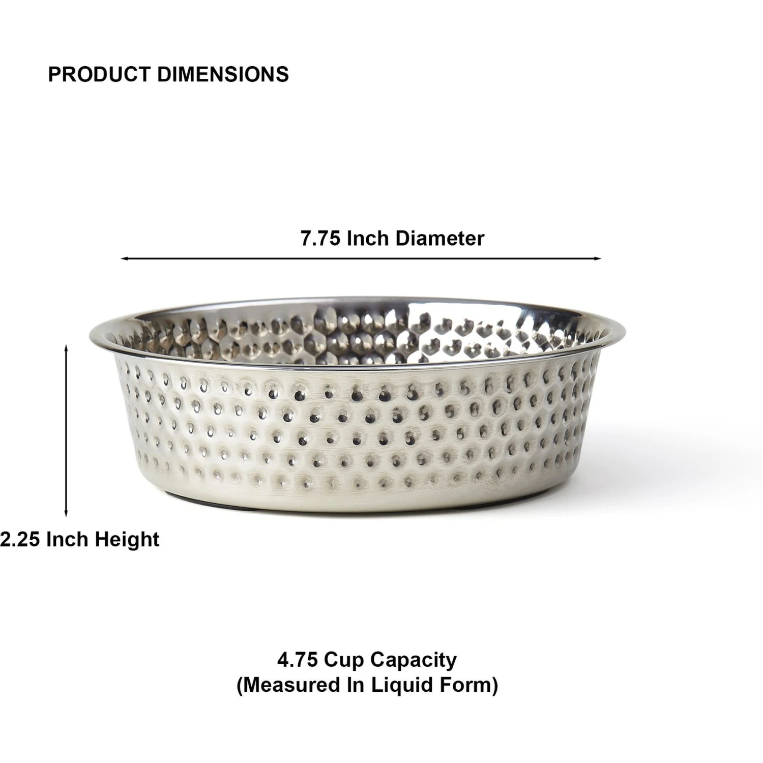 PetRageous Designs Crete Hammered Stainless Steel Dog & Cat Bowl 4 PetRageous Designs Crete Hammered Stainless Steel Dog & Cat Bowl - Image 2