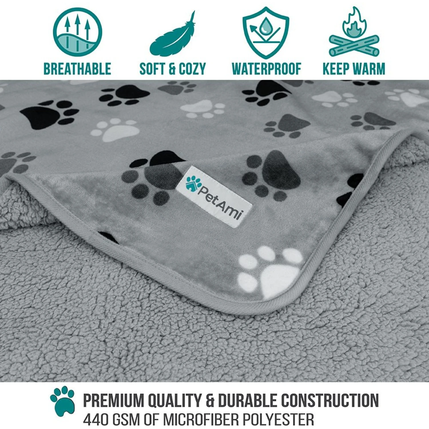 PetAmi Sherpa Fleece Waterproof Cat & Dog Blanket 5 PetAmi Sherpa Fleece Waterproof Cat & Dog Blanket - Image 3