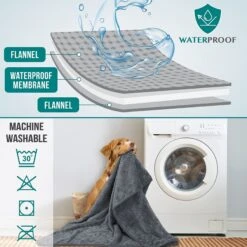 PetAmi Sherpa Fleece Waterproof Waffle Cat & Dog Blanket -Blue Buffalos Shop 903958 PT3. AC SS1800 V1688141959