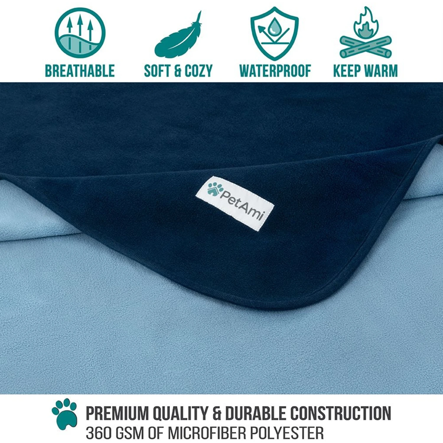 PetAmi Reversible Fleece Waterproof Cat & Dog Blanket 5 PetAmi Reversible Fleece Waterproof Cat & Dog Blanket - Image 3