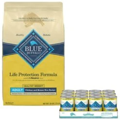 Blue Buffalo Life Protection Formula Healthy Weight Adult Chicken & Brown Rice Recipe Dry Dog Food & Blue Buffalo Homestyle Recipe Healthy Weight Chicken Dinner With Garden Vegetables & Brown Rice Canned Dog Food