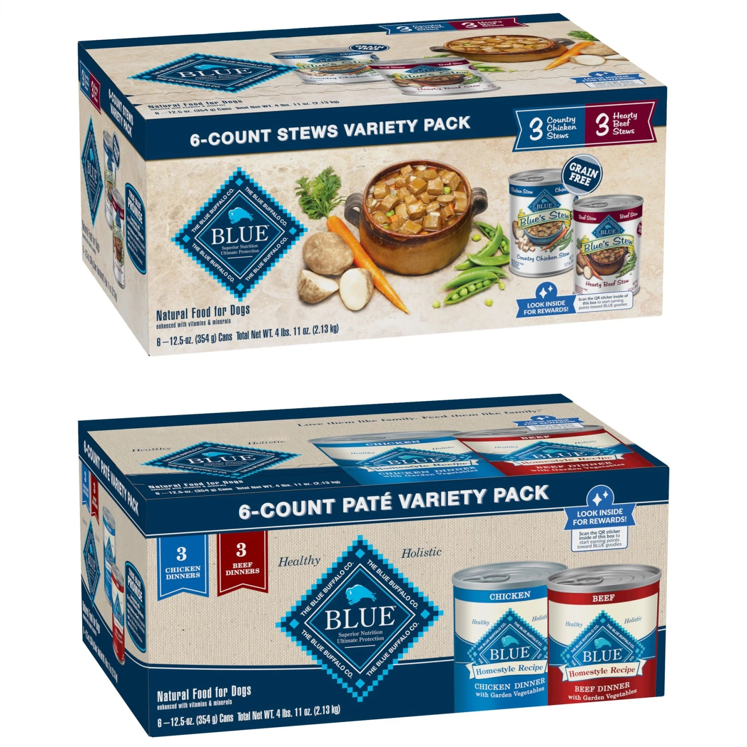 Blue Buffalo's Stew Chicken & Beef Variety Pack Wet Dog Food & Blue Buffalo Homestyle Recipe Chicken & Beef Wet Dog Food, 12.5-oz, Case Of 6 3 Blue Buffalo's Stew Chicken & Beef Variety Pack Wet Dog Food & Blue Buffalo Homestyle Recipe Chicken & Beef Wet Dog Food, 12.5-oz, Case Of 6