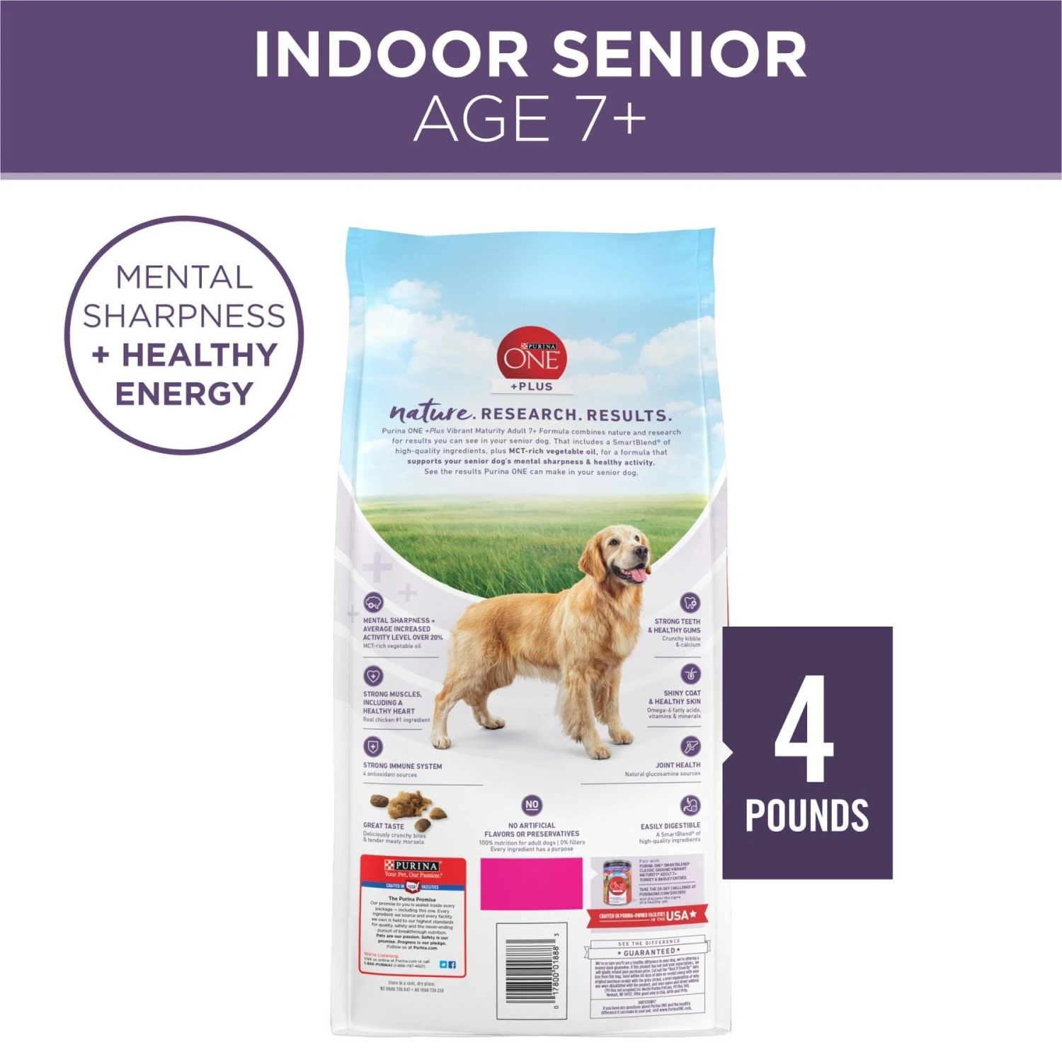 Purina ONE High Protein + Vibrant Maturity 7 Plus Formula Dry Senior Dog Food 4 Purina ONE High Protein + Vibrant Maturity 7 Plus Formula Dry Senior Dog Food - Image 2