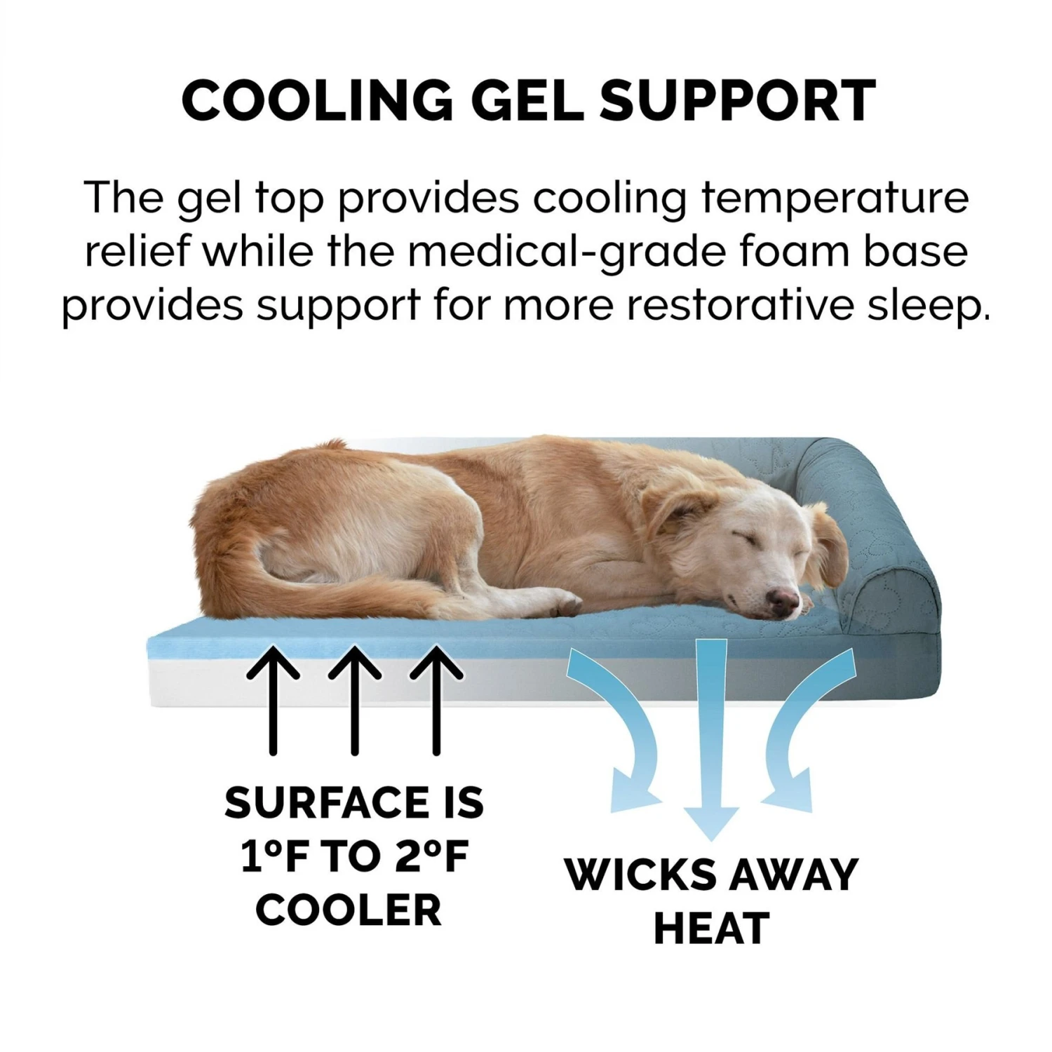 FurHaven Paw-Quilted Cooling Gel Top Deluxe Chaise Orthopedic Cat & Dog Bed With Removable Cover 10 FurHaven Paw-Quilted Cooling Gel Top Deluxe Chaise Orthopedic Cat & Dog Bed With Removable Cover - Image 8