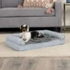 FurHaven Plush Fur & Diamond Print Nest-Top Cooling Gel Orthopedic Cat & Dog Bed With Removable Cover