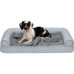 FurHaven Plush Fur & Diamond Print Nest-Top Cooling Gel Orthopedic Cat & Dog Bed With Removable Cover -Blue Buffalos Shop 919942 PT3. AC SS1800 V1690903581
