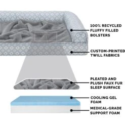 FurHaven Plush Fur & Diamond Print Nest-Top Cooling Gel Orthopedic Cat & Dog Bed With Removable Cover -Blue Buffalos Shop 919942 PT5. AC SS1800 V1690909914