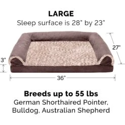 FurHaven Two-Tone Fur & Suede Orthopedic Cat & Dog Bed With Removable Cover -Blue Buffalos Shop 920006 PT2. AC SS1800 V1690903945