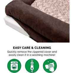 FurHaven Two-Tone Fur & Suede Orthopedic Cat & Dog Bed With Removable Cover -Blue Buffalos Shop 920006 PT8. AC SS1800 V1690921872