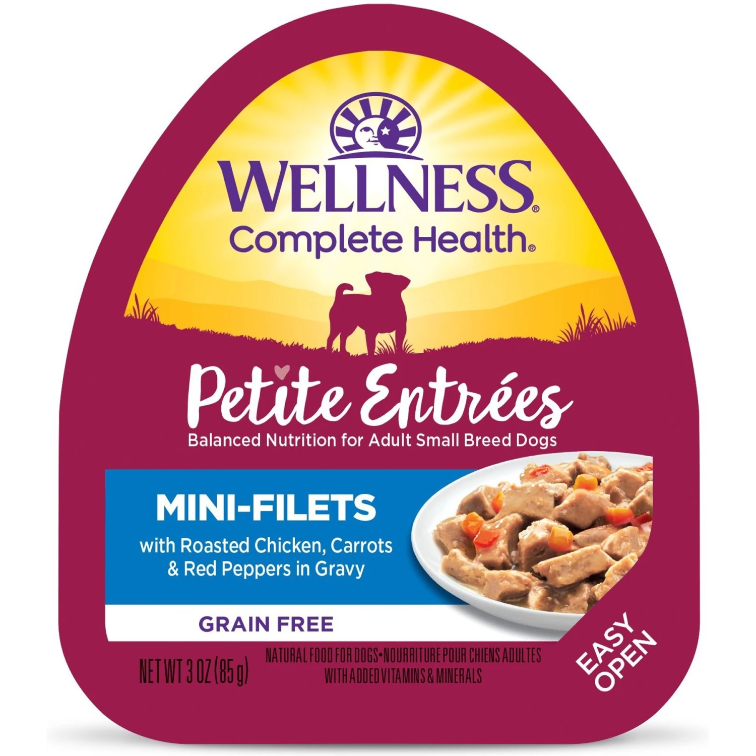 Wellness Petite Entrees Mini-Filets Chicken In Gravy Small Breed Natural Wet Dog Food, 3-oz Cup, 12 Count 3 Wellness Petite Entrees Mini-Filets Chicken In Gravy Small Breed Natural Wet Dog Food, 3-oz Cup, 12 Count