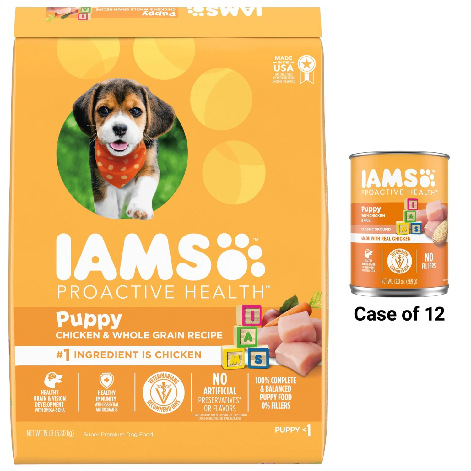 Iams Proactive Health Puppy High Protein DHA Formula With Real Chicken Dry Dog Food & Iams ProActive Health Classic Ground With Chicken & Rice Puppy Wet Dog Food 3 Iams Proactive Health Puppy High Protein DHA Formula With Real Chicken Dry Dog Food & Iams ProActive Health Classic Ground With Chicken & Rice Puppy Wet Dog Food